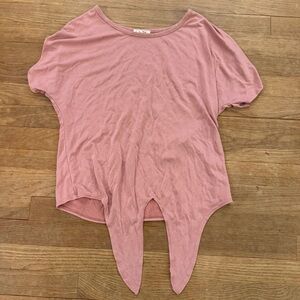 Olivia Rae pink short sleeve crewneck T-shirt top with ties size large L
 b50